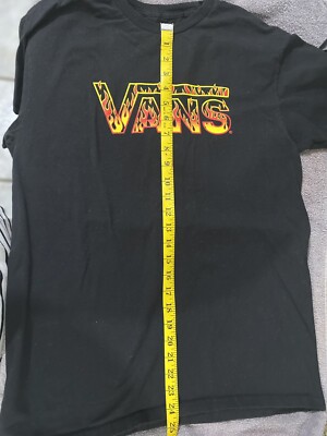 Vans Flames Logo Skate T-Shirt Men's Medium | Black Red Orange