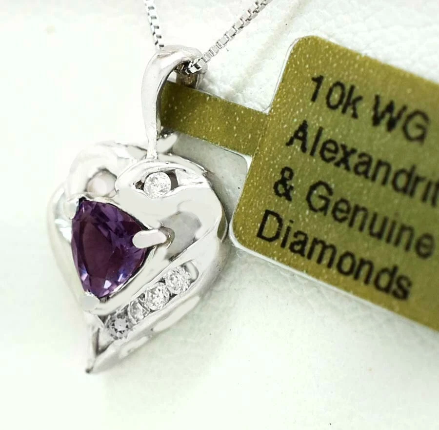 COLGANTE ALEJANDRITA 1,43 quilates y diamantes genuinos oro 10k - nuevo con etiquetas - hecho en EE. UU. Foto 2 de 3