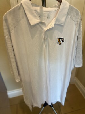 Men's Antigua White Pittsburgh Penguins Big & Tall Legacy Pique Polo 3XLT 