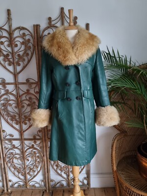 Womens Jacket Green Leather Fur Coat Lime Fur Jacket Neon Green