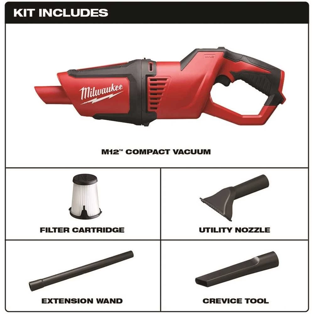 Milwaukee M12 12 Volt Lithium Ion Cordless Compact Vacuum Tool