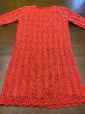 Girls cat & jack red sparkle long sleeve sweater dress large 10/12 NWT