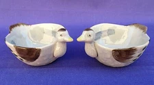 RARE PAIR OF 2 CERAMIC DUCK GOOSE SHAPED SOY DIPPING SAUCE BOWLS GINGER WASABI 