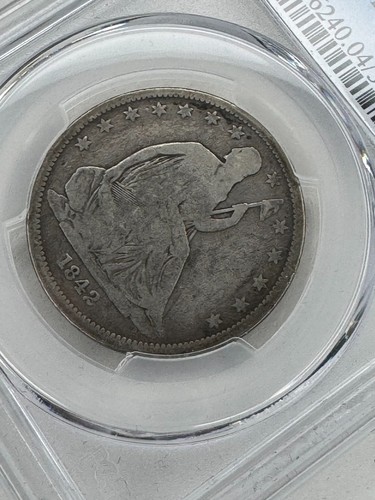 1842 Seated Liberty 50c Small Date Reverse of 1842 PCGS G04 Lowball - Picture 3 of 4