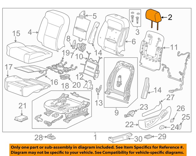 Cadillac GM OEM 1516 Escalade Driver SeatHeadrest Head Rest 23174203