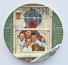 1980 Norman Rockwell "surprises for all" Christmas Legendary Art Plate Box & COA