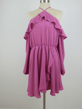 BOOHOO NWT Rub Wrap Front Ruffle Shoulder Dress Sie 12