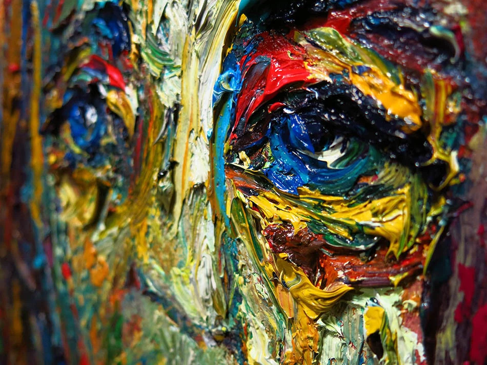 PINTURA ORIGINAL AL ÓLEO█DE COLECCIÓN█ARTE FIRMADO OUTSIDER ABSTRACTO EXPRESIONISTA POP█ROBLE Foto 4 de 4