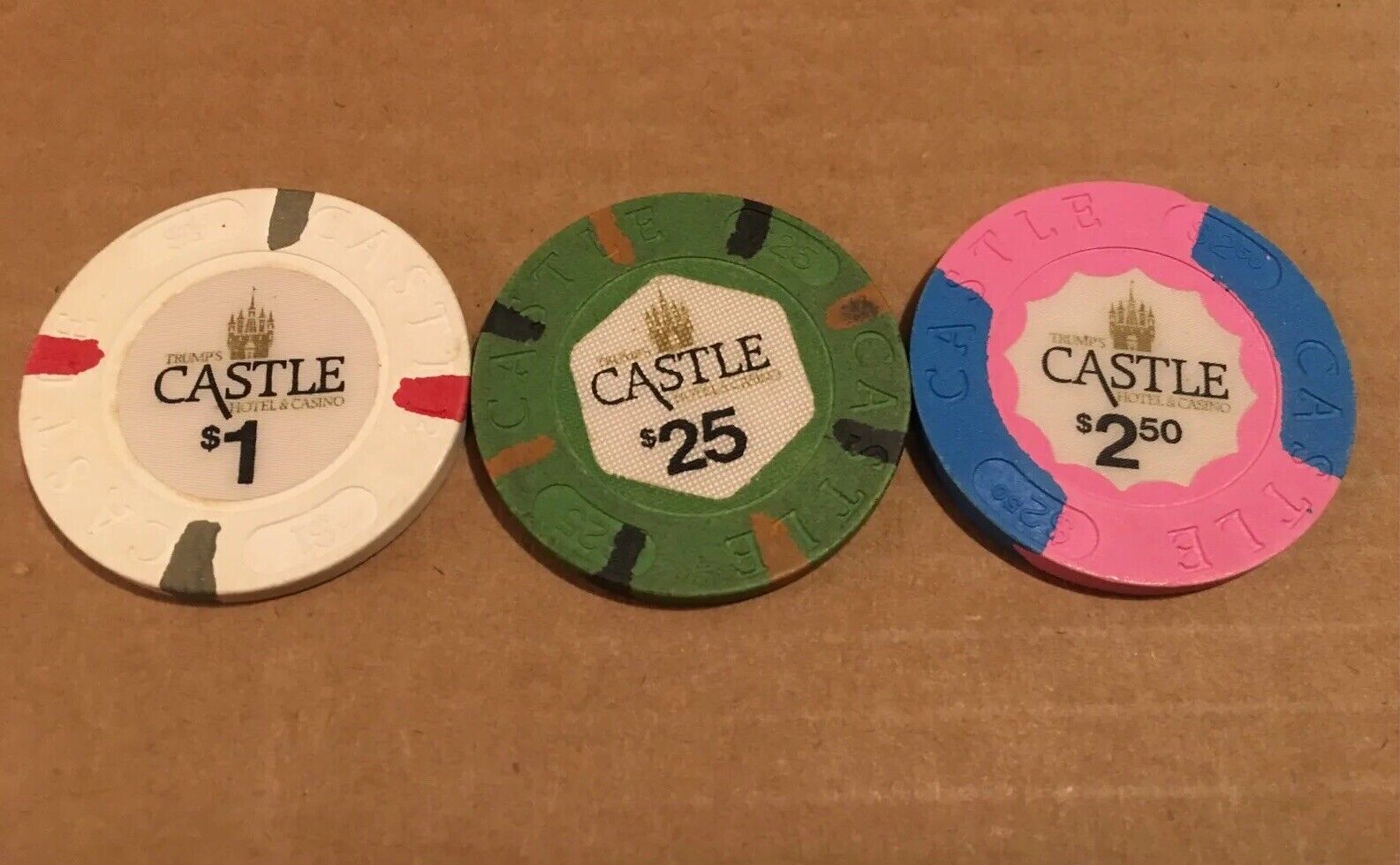 Trump Castle Casino Chip Lot Atlantic City AC - Excellent Condition! Green Pink