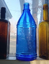 COBALT BLUE SIGNET INK RUSSIA CEMENT CO LARGE 9 7/8" QUART SIZE BOTTLE 1920s