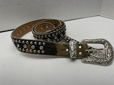 Nocona Women Western Bling Camo Belt Leather Concho Rhinestones studs XL