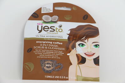 33 PACK Yes To Coconut Energizing Coffee 3-In-1 Mask, Scrub & Cleanser U36A