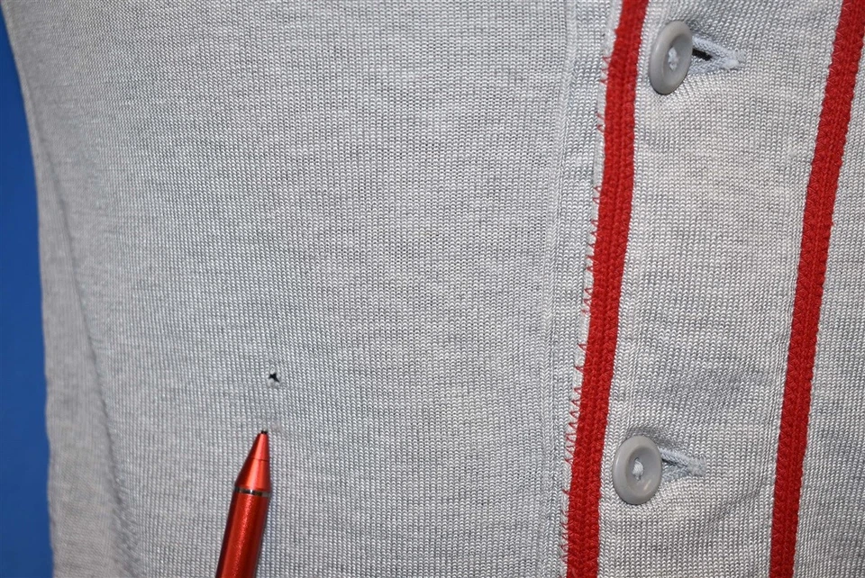 vtg 50s ERNIE ROSE FAB KNIT BASEBALL JERSEY #5 BUTTON GRAY RED SEATTLE t-shirt S - Image 4 of 4