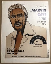 Large Marvin Gaye Placard w/ Natalie Cole & Tavaris, Vintage 1976, 50 Years Old!
