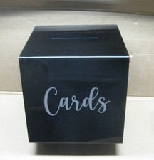 Black Acrylic Card Box with Slot Locking Door - Weddings Birthdays 11-1/4" SQ
