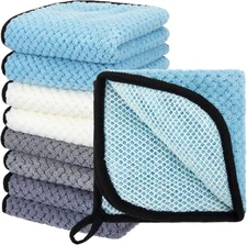 8 Pcs Exfoliating Washcloth Men Wash Face Cloth Rustic Dual Sided Bath Washcl...