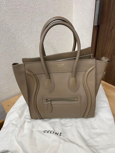 Celine Luggage Micro Dune Leather Bag Old Logo Authentic