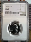 1962 Washington Silver Quarter Coin Proof NGC PF67 Graded Certified 25C