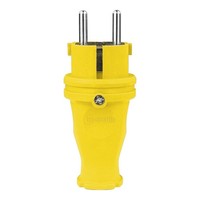 Schukostecker Schutzkontakt 16A 230V Gummistecker Schuko Stecker Gelb Gummi 2P+E