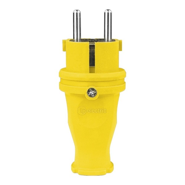 Schukostecker Schutzkontakt 16A 230V Gummistecker Schuko Stecker Gelb Gummi 2P+E-image