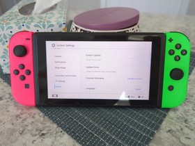 Nintendo Switch Console Pink & Green Joycons + Dock, Charger Extras CLEAN NICE!