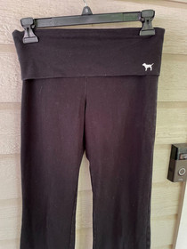 3 pr Victoria's Secret yoga joggers lounge pants sz S Gray black long dog logo
