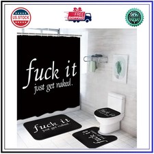 ArtSocket Bathroom Sets with Shower Curtain and Rugs, 4 Pcs, Funny
