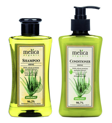 2 x MELICA ORGANIC SHINE BIO DUO SET CARE Protein Natural Shampoo/Conditioner