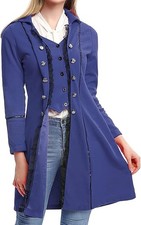 Women's Victorian Steampunk Gothic Vampire Halloween Costume Tailcoat Blue