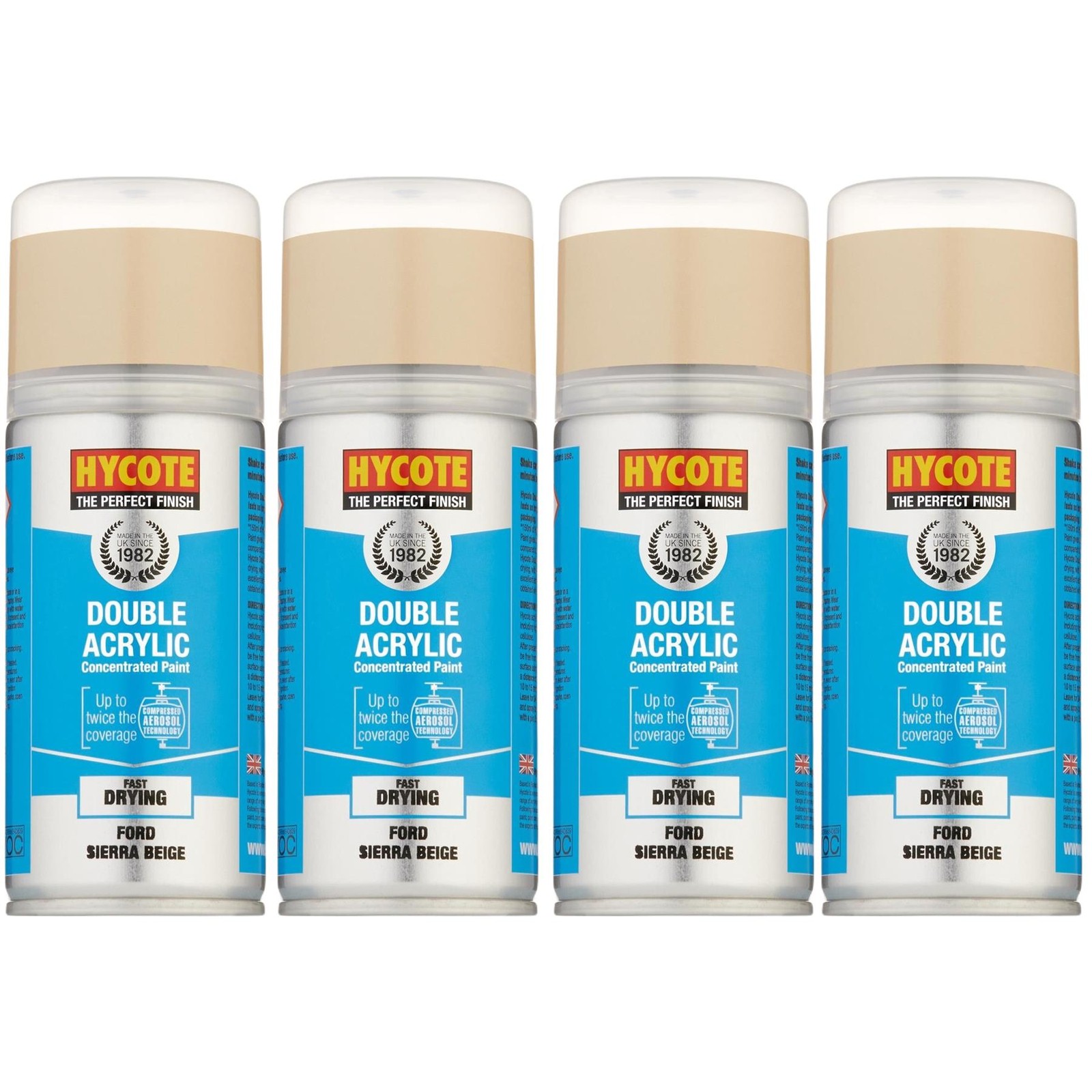 Hycote Colour Spray Paint XDFD112 Ford Sierra Beige 150ml x4