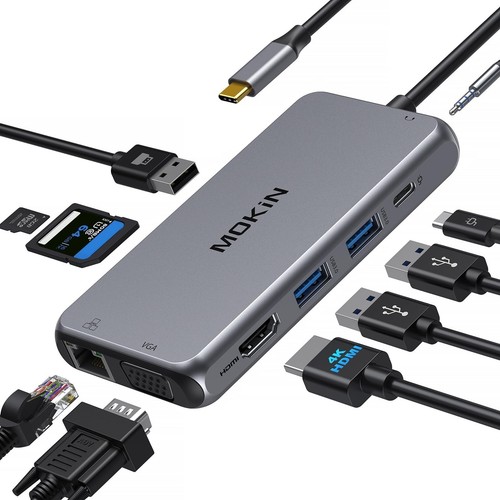 MOKiN 10-in-1 USB C Hub Multiport Adapter, USB C Docking Station with ...