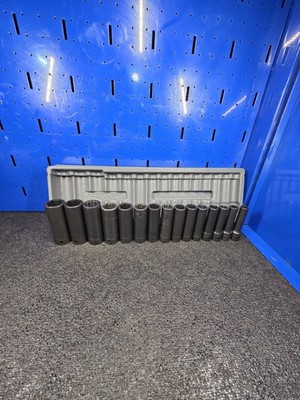 Snap-on 315SIMMYA 1/2'' Drive 6-Point 10-24mm 15-Pc Deep Impact Socket Set NICE