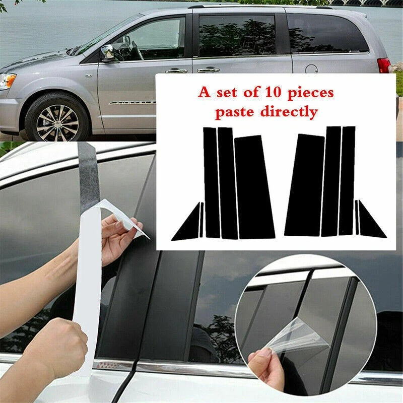 Pillar Posts Door Piano Black Trim Decal Cover Kit For Dodge Grand Caravan 08-20 - Image 2 of 4