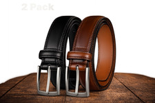 Genuine Leather Belts For Men Classy Dress Belts Mens Belt Many Sizes 2 Pack