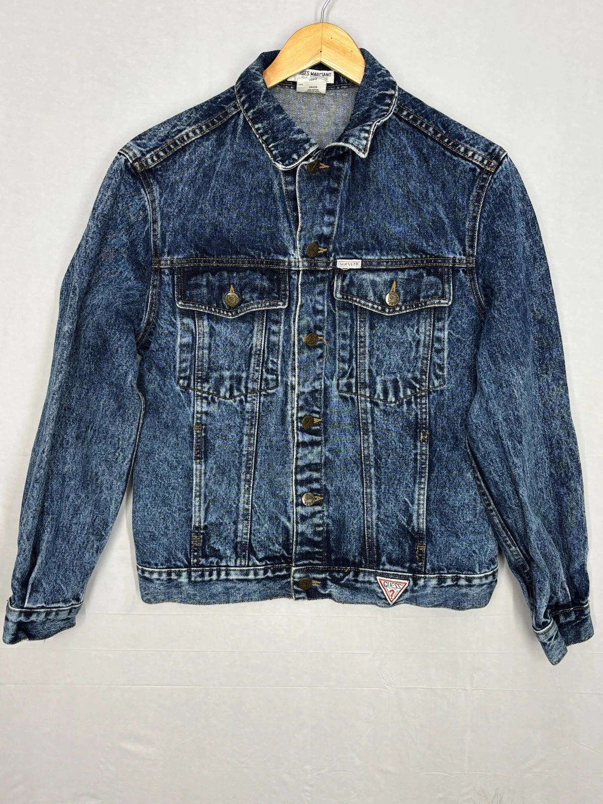 Guess Georges Marciano Trucker Jacket Mens Blue Acid Wash Small Vintage Denim