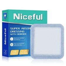 10 Count Super Absorbent Dressing Pads 4"x 4" - Non Stick Gauze Pads for Woun...