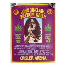 1971 John Sinclair Freedom Rally Poster &bull; Original First Printing Gary Grimshaw