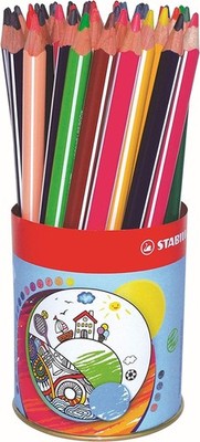 STABILO - Driekantig kleurpotlood - Trio Thick - 12 kleuren - Metalen blik met 3