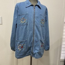 Vintage Passion 1 Women s Native American Denim Jacket Full Zip Embroidered XL