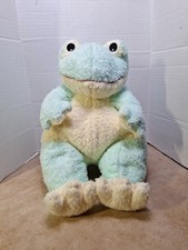 Peluche hochet grenouille bébé pastel vert menthe jaune 12" 1999 tissu éponge 