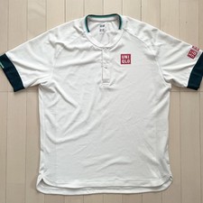 Uniqlo Roger Federer Tennis Polo Men's L Cream RF 2021 Doha Dubai Qatar Henley
