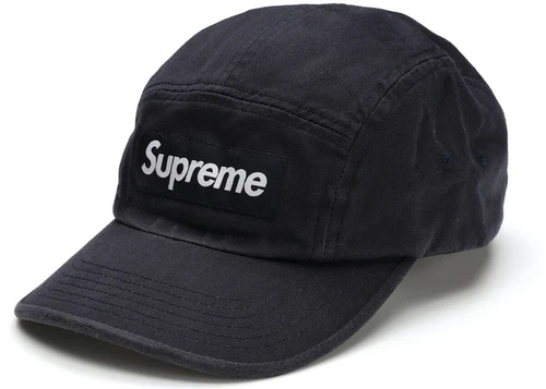 SUPREME SS22 WASHED CHINO TWILL CAMP CAP HAT BLACK IN HAND!