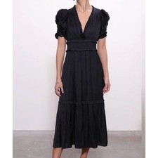 Ulla Johnson's Black / Noir ruffle-trimmed Maya Dress sz 4