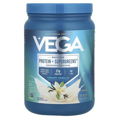 Premium, Protein + Supergreens , Creamy Vanilla, 1 lb 2 oz (510 g)
