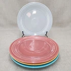 Set Of 4 Vintage Fiesta 1936-1972 9" Luncheon Plate Yellow Gray Rose Turquoise