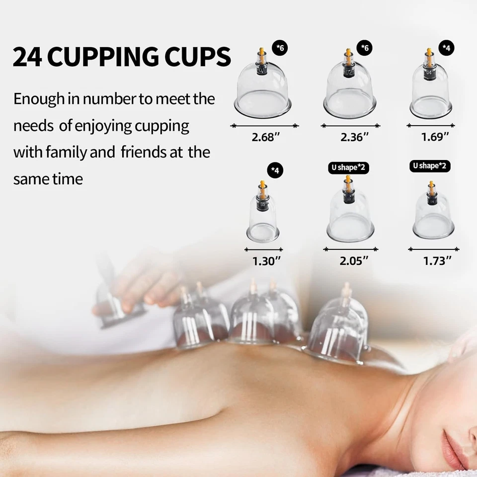 Cupping Set, Cupping Therapy Sets 24 Cups with Pump Suction Cupping Kit for Body Foto 3 de 4