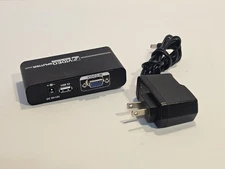 1 PC to 2 Monitor 2 Port VGA Video LCD Splitter Box Adapter w/ Power Cable