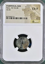 Emperor Nero 54-68AD Side Pamphylia Under Roman Rule NGC Graded Ancient Scarce