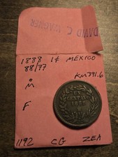 1888 88/77 Mexico 1 Centavo Copper Coin-Variety 88 Over 77!!