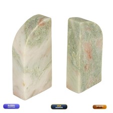 Creative Co-Op Half Arch Marble Bookends, Green
